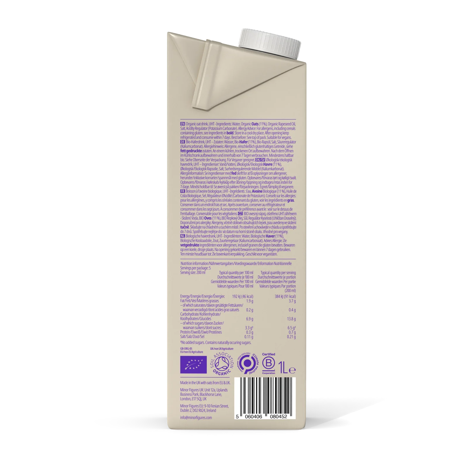 Minor Figures Organic Barista Oat Milk 1L (Pack of 6)